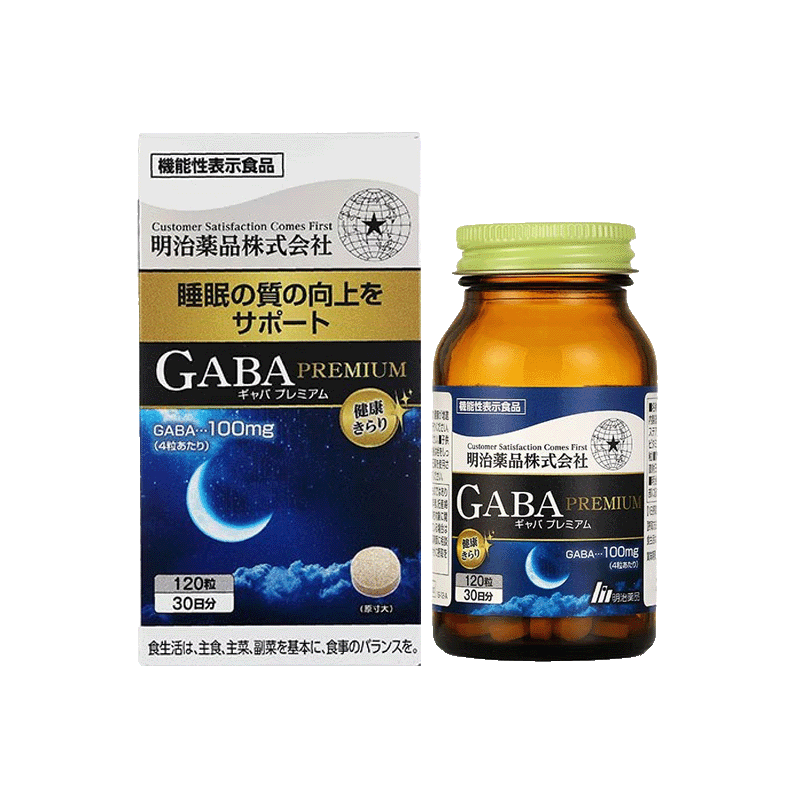 Meiji Pharmaceuticals GABA Deep Sleep Tablets Bottle 120 Tablets 30-Day Supply Deep Sleep Good Sleep/Wake Up Refreshed