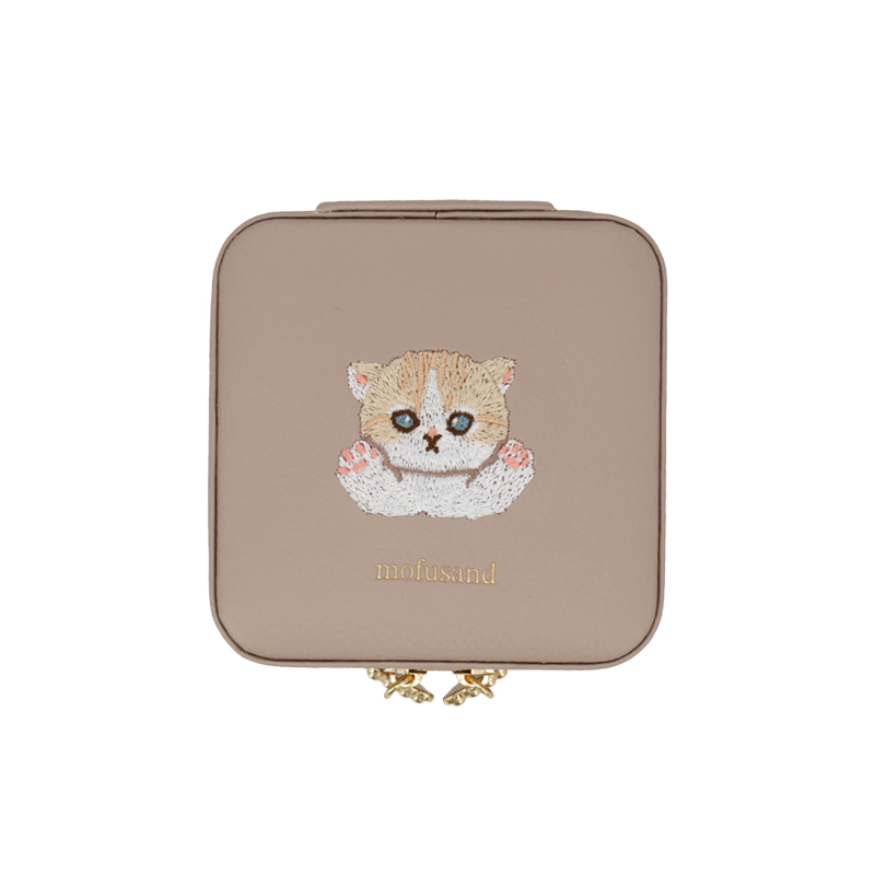 SHOBIDO Makeup Beauty Hall mofusand Exquisite Embroidery Accessories Storage Box #Beige 1 piece Small and cute / Portable for travel.