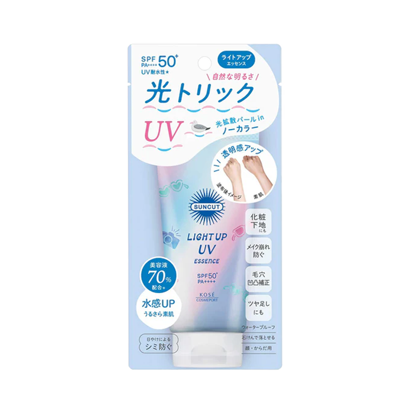 KOSE SUNCUT R Brightening Essence Physical Sunscreen, Colorless, 80g, Natural Brightening/Deep Nourishing.