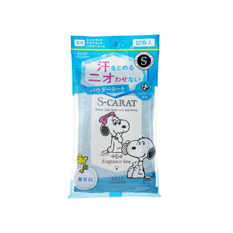 KOSE Seikisho Snoopy Cooling Sweat Wipes, Unscented, 12 Sheets