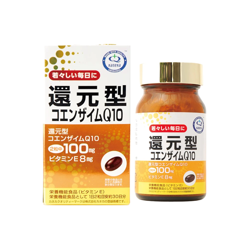 UNIMAT RIKEN Coenzyme Q10 with Vitamin E, Reduced Form - Japanese Health Supplement, 60 Capsules for 30-Day Supply