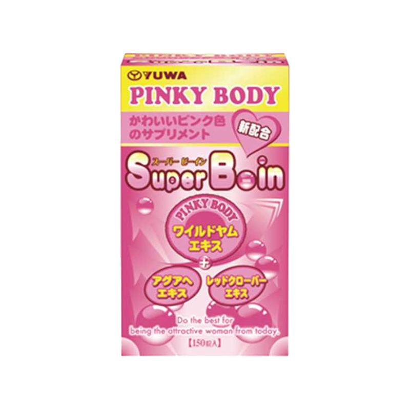 YUWA Pinky Body SuperBoin Breast Enhancement Supplement - 150 tablets with natural ingredients for fullness and hormonal balance, pink packaging